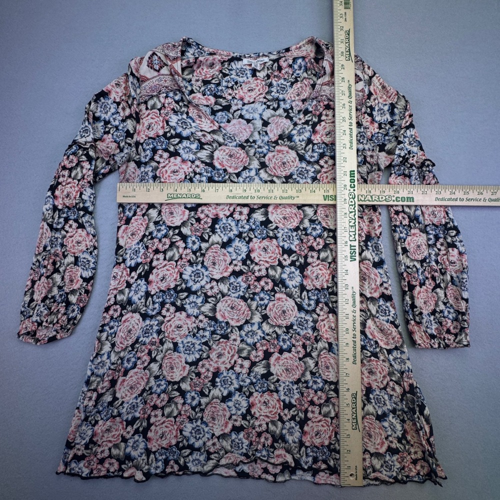 Billabong Dress Women's Size Large Long Sleeve Floral Short Dress Hippie Cottage - Picture 4 of 7
